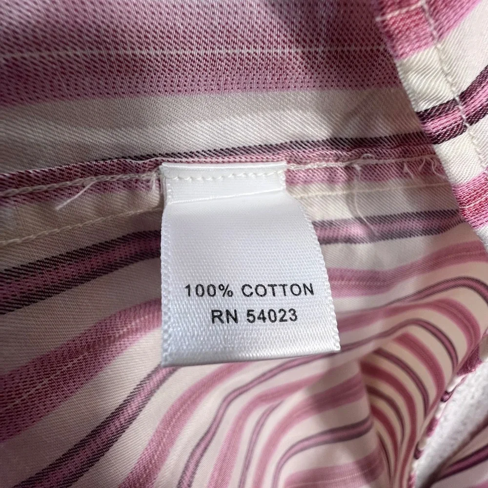 Banana Republic Men's‎ XL 17-17.5 Pink Burgundy Stripe Dress Shirt